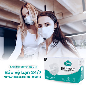 Combo 05 Khẩu Trang Y Tế 4 Lớp Niva Hộp 50 Cái Kháng Khuẩn, Ngăn Khói Bụi, Vi Khuẩn Hàng Chính Hãng Cao Cấp