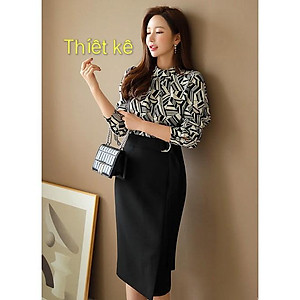 Chân váy công sở NEW DESIGN dáng midi dài qua gối sang trọng vải kaki thun co giãn