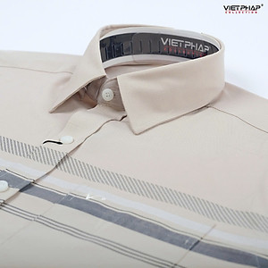 Áo Sơ Mi Nam Ngắn Tay VIỆT PHÁP Form Luxury Chất liệu  Bambo In Sọc lịch lãm, sang trọng 50060