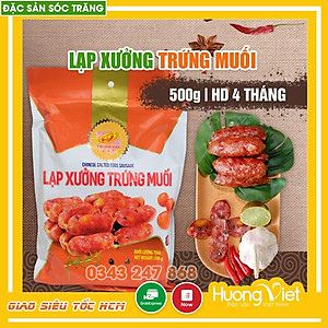 Đặc Sản Sóc Trăng - Lạp Xưởng Trứng Muối Tân Huê Viên, Lạp Xưởng Sóc Trăng Mai Quế Lộ Gia Truyền Đậm Đà Vị Cay Nhẹ Túi 500G