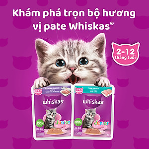 [Combo 12 Gói] Thức Ăn Cho Mèo Con WHISKAS Junior 2-12 months Vị Cá Thu 80g/Gói