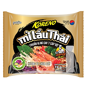 Mì Lẩu Thái Koreno Hương vị Chua Cay lốc 5 gói x 74g