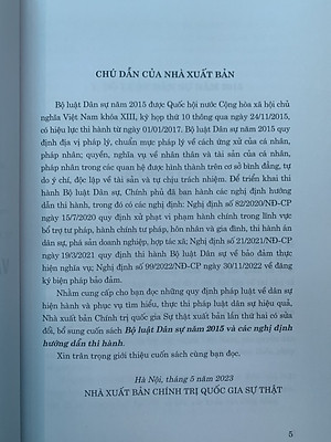 Sách Bộ Luật Dân Sự Năm 2015 Và Các Nghị Định Hướng Dẫn Thi Hành - NXB Chính Trị Quốc Gia Sự Thật