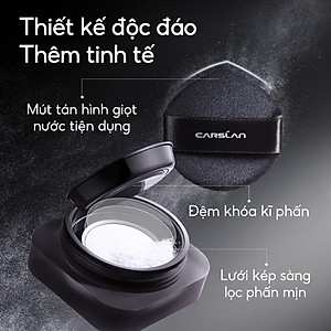 Phấn phủ CARSLAN dạng bột từ tính kiềm dầu màu đen chống nước chống mồ hôi che phủ bóng dầu cho mặt 8g