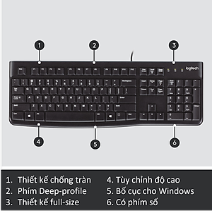 Bàn phím có dây Logitech K120 - Hàng chính hãng