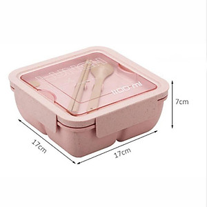 Hộp Đựng Cơm Hình Vuông 2 Ngăn 1100 ml Tặng Kèm Đũa Muỗng , Chọn Màu - PaKaSa