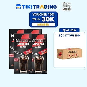[Tặng 10 lon sữa gấu] Combo 4 hộp nước cốt cà phê NESCAFÉ - CÀ PHÊ ĐEN ĐÁ (4 hộp x 5 gói x 75ml)