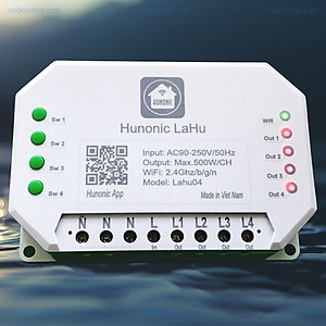Công tắc điều khiển từ xa bằng điện thoại Hunonic Lahu 4 kênh 500W/kênh + Hẹn giờ thông minh | Công nghệ 4.0