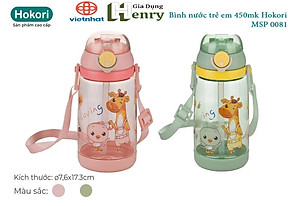 Bình đựng nước trẻ em 450ml Hokori chống tràn có ống hút cho bé đi học đi chơi hàng Cao cấp việt nhật - HÀNG VIỆT NAM