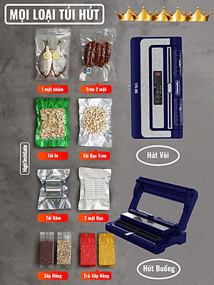 Máy hút chân không VS-86 hút mọi loại túi, tích hợp hàn thông minh, hút khô và hút ướt dễ dàng với 2 bình nước thải, sử dụng 2 motor hút mạnh mẽ, hút và thổi phồng tiện lợi, hàng chính hãng