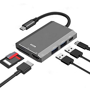 Hub chuyển đổi Remax RU-U30 6 in 1 cổng Type C ra USB 3.0 + HDMI + Đầu đọc thẻ nhớ - Hàng nhập khẩu