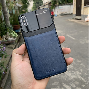 Ốp lưng da kính cao cấp dành cho iPhone X / iPhone XS - Màu xanh