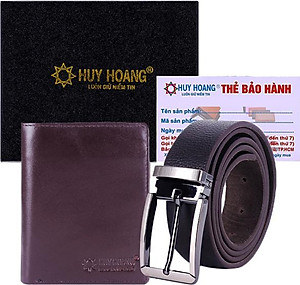 Bộ Ví & Thắt Lưng Nam Da Bò Huy Hoàng HT2109-HT4121 (23 x 11,5 cm) - Nâu