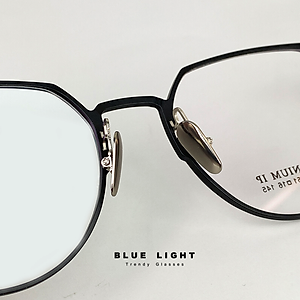 ọng Kính Cận, Kính Giả Cận TITANIUM Cao Cấp, Mắt Vuông Tròn, Siêu Nhẹ, Dẻo, Đen Vàng, Đen Bạc, Full Đen - BLUE LIGHT