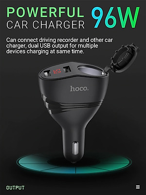 Bộ chia tẩu sạc ô tô, xe hơi nhãn hiệu Hoco Z34