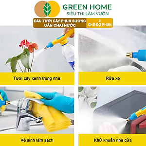 Đầu Tưới Cây Phun Sương, Greenhome, D30cm, Gắn Chai Nước, Cầm Tay, Áp Lực Cao, 2 Chế Độ Tưới, Phù Hợp Nhiều Loại Chai