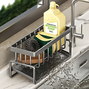 Kệ khay chữ nhật để miếng rửa chén có Khay Hứng Nước GROFA