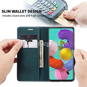 Bao da dạng ví dành cho Samsung Galaxy A51 hiệu caseme chống sốc chống va đập bụi bẩn, có ngăn đựng tiền, đựng thẻ tiện dụng - Hàng chính hãng