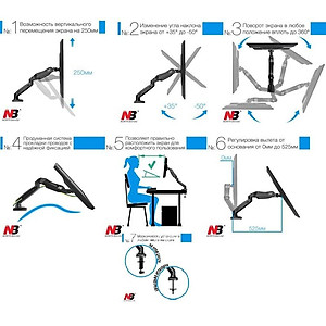 Giá treo màn hình máy tính nhập khẩu 1 tay NB F80 cho màn hình 17-27inch