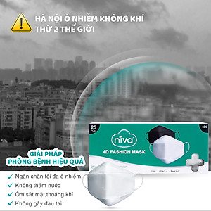 Khẩu Trang Niva 4D Mask KF94 Người Lớn 25 Chiếc Ngăn Bụi Mịn, Kháng Khuẩn, Không Kích Ứng Da, Hàng Chính Hãng