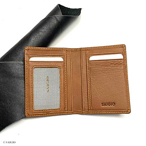 Ví Đựng Thẻ ATM Mini, Da Bò Mềm Mại GENTLE, Da Thật 100%, Thiết Kế Hiện Đại, Nhiều Ngăn Tiện Dụng, Đựng Thẻ Ngân Hàng, Danh Thiếp, Căn Cước, Hình Lưu Niệm, Dáng Đứng - Gập 2 - Hàng Chính Hãng SAIGIO