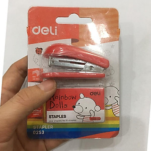 Dập Ghim Mini 10# + Lõi - Deli 253 - Màu Đỏ