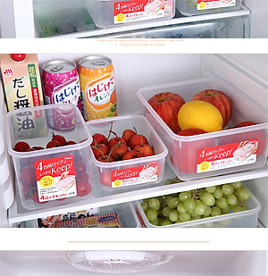 Hộp nhựa trong đựng thực phẩm hình vuông 1,3 lít - Hàng nội địa Nhật Bản