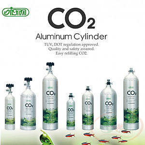 Bình co2 nhôm Ista 0.5L, 1L, 2L, 3L Aluminum Cylinder van tổng kim loại Đài Loan thủy sinh 1, 2, 3 lít