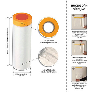 Màng bọc nilon che bụi đa năng KM 4794 keo dính 1 đầu cuộn 4x20m hàng Nhật