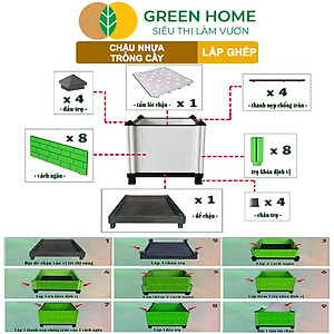 Chậu Trồng Cây Greenhome, Nhựa Nguyên Sinh Lắp Ghép, Nhiều Kích Thước, Trồng Hoa Hồng, Rau, Củ, Quả, Độ Bền 5 Năm