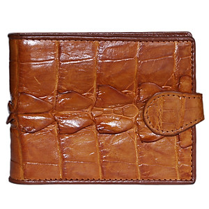 Ví Nam Da Cá Sấu Nút Bấm Huy Hoàng HT2218 (12.5 x 10 cm) - Vàng