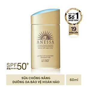 Kem chống nắng dạng sữa dưỡng da kiềm dầu bảo vệ hoàn hảo Anessa Perfect UV Sunscreen Skincare Milk SPF 50+ PA++++ 60ml