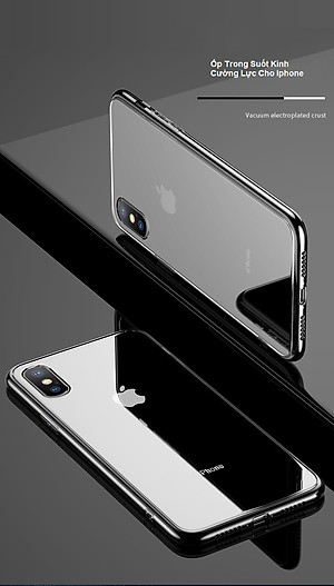 Ốp Lưng Kính Cường Lực Trong Suốt Hoàn Toàn. Lưng Kính Không Ố Vàng, Viền Máy Dẻo Cho Iphone X/ XS/ XS Max/ XR/ 7/8 Plus