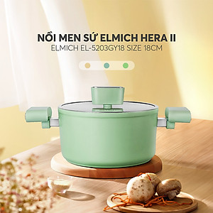Nồi men sứ Elmich Hera II EL-5203GY - Hàng Chính Hãng