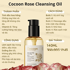 Dầu tẩy trang hoa hồng Cocoon 140ml
