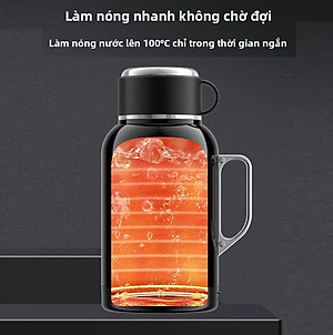 Bình Đun Nước Xe Hơi Giữ Nhiệt Dung Tích Lớn 1500ML 200W SUS304 Chế Độ Nguồn Kép 12V-24V Kèm Bộ Adapter 220V Dùng Trong Gia Đình Và Cho Xe Tải Xe Khách Đường Dài