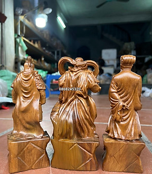 COMBO 3 TƯỢNG ,KHỔNG MINH ,QUAN CÔNG ,TRIỆU TỬ LONG BẰNG GỖ BÁCH XANH THƠM PHỨC KT CAO 30×9×6CM