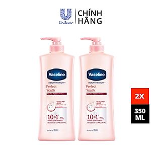 Combo 2 Sữa dưỡng thể với thành phần ngừa lão hóa dưỡng sáng VASELINE Healthy Bright Perfect Youth 350ML/chai
