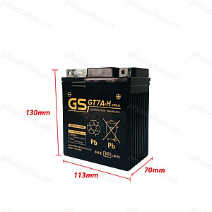 Bình Ắc Quy Khô Hiệu GS cho xe máy Honda SH Ý, DYLAN, @, PS, Lead cũ, Vespa mới, Piaggio ZIP, (GT7A-H) 12V-7Ah