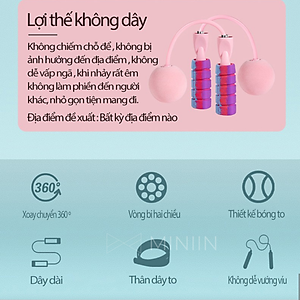 Dây Nhảy Không Dây Có Bóng Lớn Giảm Cân Tập Thể Dục Tiện Lợi Trong Không Gian Hẹp Với Tay Cầm Chống Trượt - HÀNG LOẠI 1 - CHÍNH HÃNG MINIIN