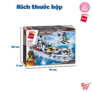 Đồ chơi lắp ráp xếp hình tàu chiến quân sự Qman 1722 – Tiến quân (539 mảnh ghép) dành cho bé trai từ 6 tuổi