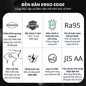 Đèn bàn học bảo vệ mắt DandiHome Ergo Edge chống cận để làm việc, học tập có thể kéo dài và gấp gọn - 3 phiên bản