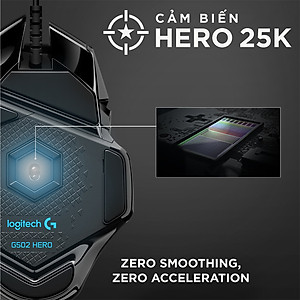 Chuột game hiệu suất cao Logitech G502 Hero RGB Lightsync - Hàng chính hãng
