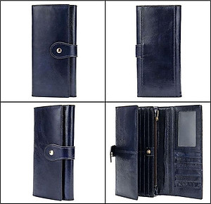 Ví dài cầm tay nữ da bò thật BHM8303 Ví gập ba nữ