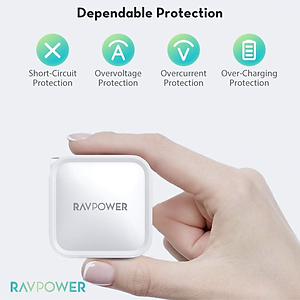 Bộ Củ Sạc Nhanh Type C 30W Cho iPhone 15, iP16, Cho SamSung RAVPower RP-PC120 Và Cáp Type C to C RP-CB047 - Hàng Chính Hãng