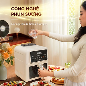 Nồi chiên không dầu phun sương Masuto MSKing 6L - 2 tầng đốt không cần trở lật - Hàng chính hãng