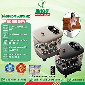 Bồn (Máy) Ngâm Massage Chân Nikio NK-195 NEW - Tự Động Làm Nóng Nước Và Giữ Ấm Nước, Tùy Chỉnh Được Nhiệt Độ Nước, Có Điều Khiển Cầm Tay - Cải Thiện Giấc Ngủ, Giảm Stress, Giảm Đau Nhức Chân, Lạnh Chân