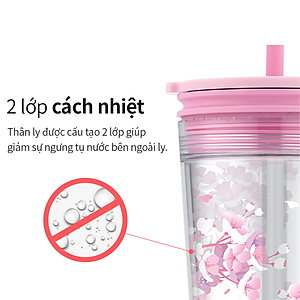 Ly nhựa 2 lớp có ống hút LocknLock Bucket Cold Cup with Straw HAP520 580ml