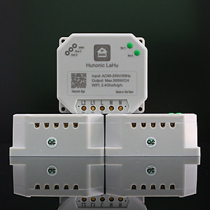 Công tắc ĐIỀU KHIỂN TỪ XA bằng điện thoại Hunonic Lahu 2 kênh 500W/kênh + Hẹn giờ thông minh | Công nghệ 4.0