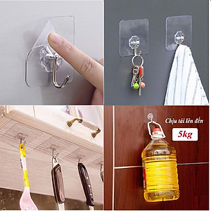 Combo 10 Móc Dán Tường Chịu Lực Dán Tường Treo Nhà Tắm Nhà Bếp Siêu Dính Trong Suốt